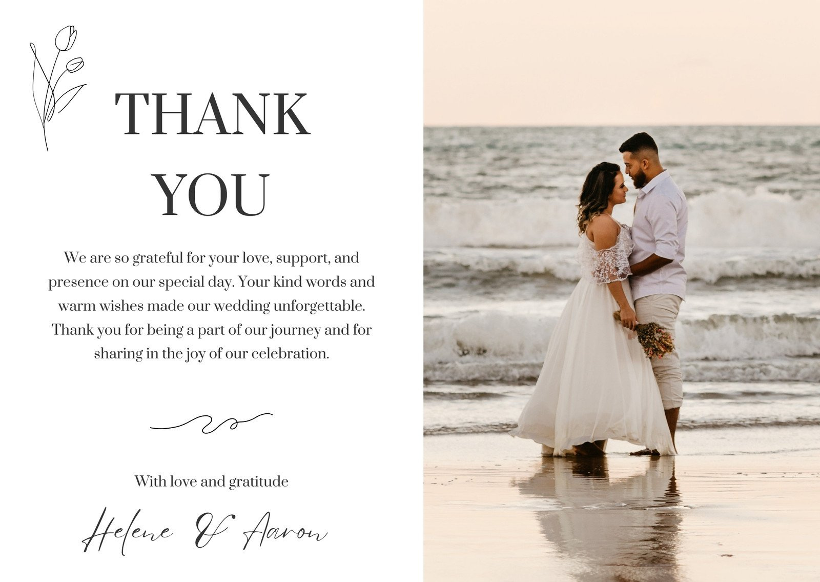 Free Custom Printable Wedding Thank You Card Templates | Canva pertaining to Wedding Thank You Cards Printable