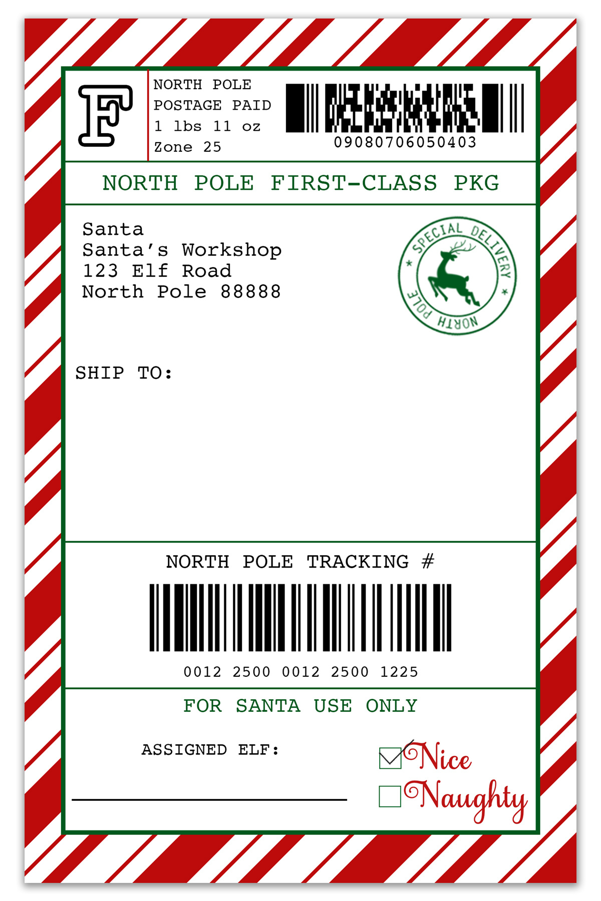 Free Customizable Elf On The Shelf Mailing Label inside Elf on the Shelf Special Delivery Printable