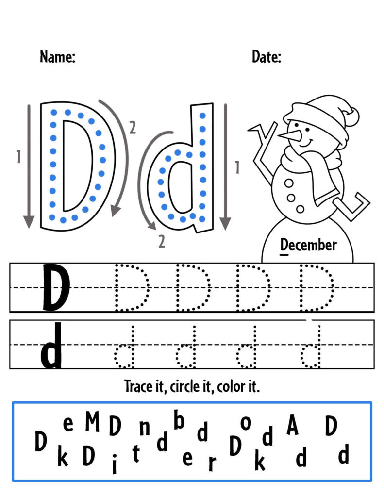 Free December Worksheets For Preschool! ⋆ The Hollydog Blog within December Tracing Printable