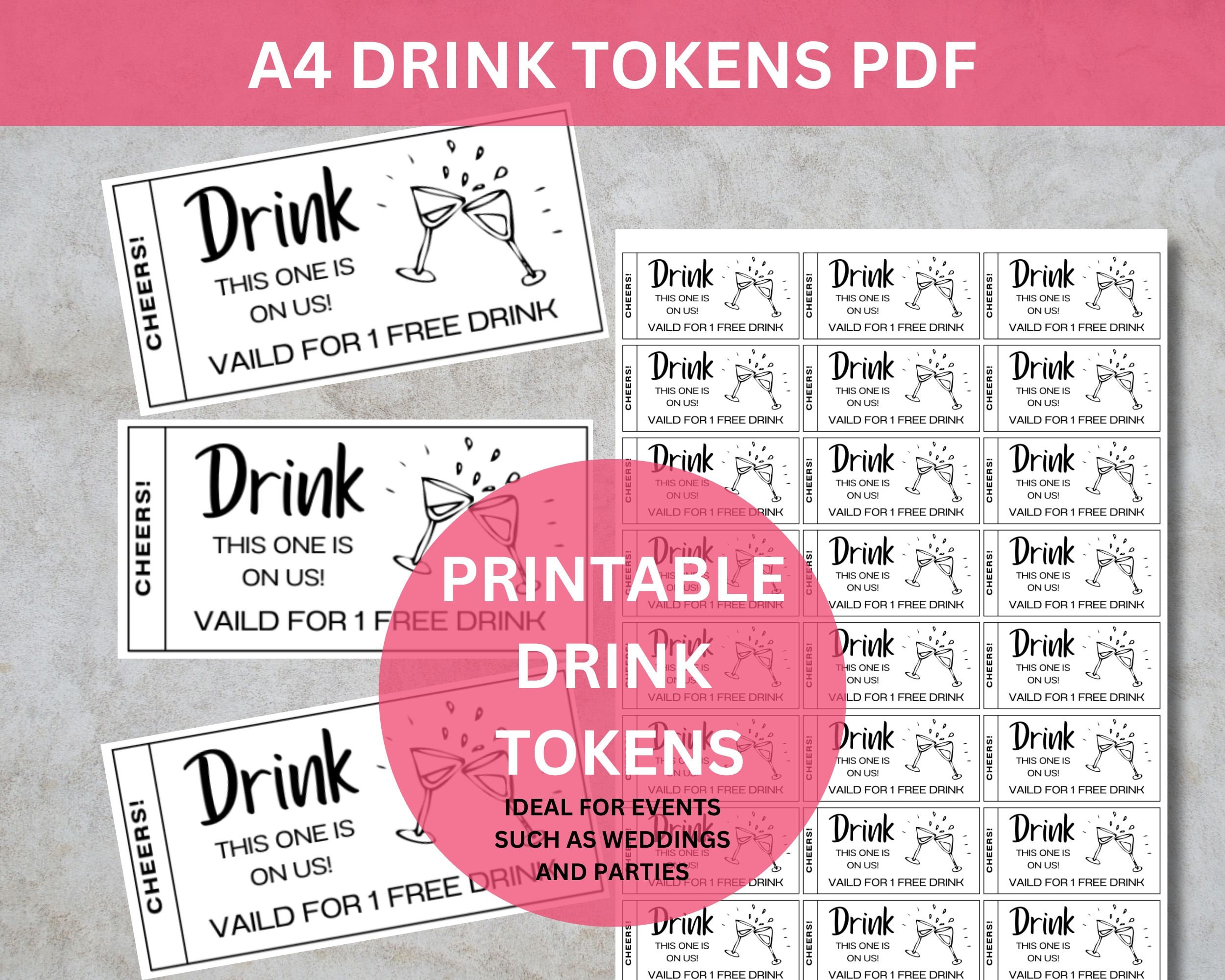 Free Drink Ticket - Etsy.de pertaining to Free Printable Drink Tickets Template