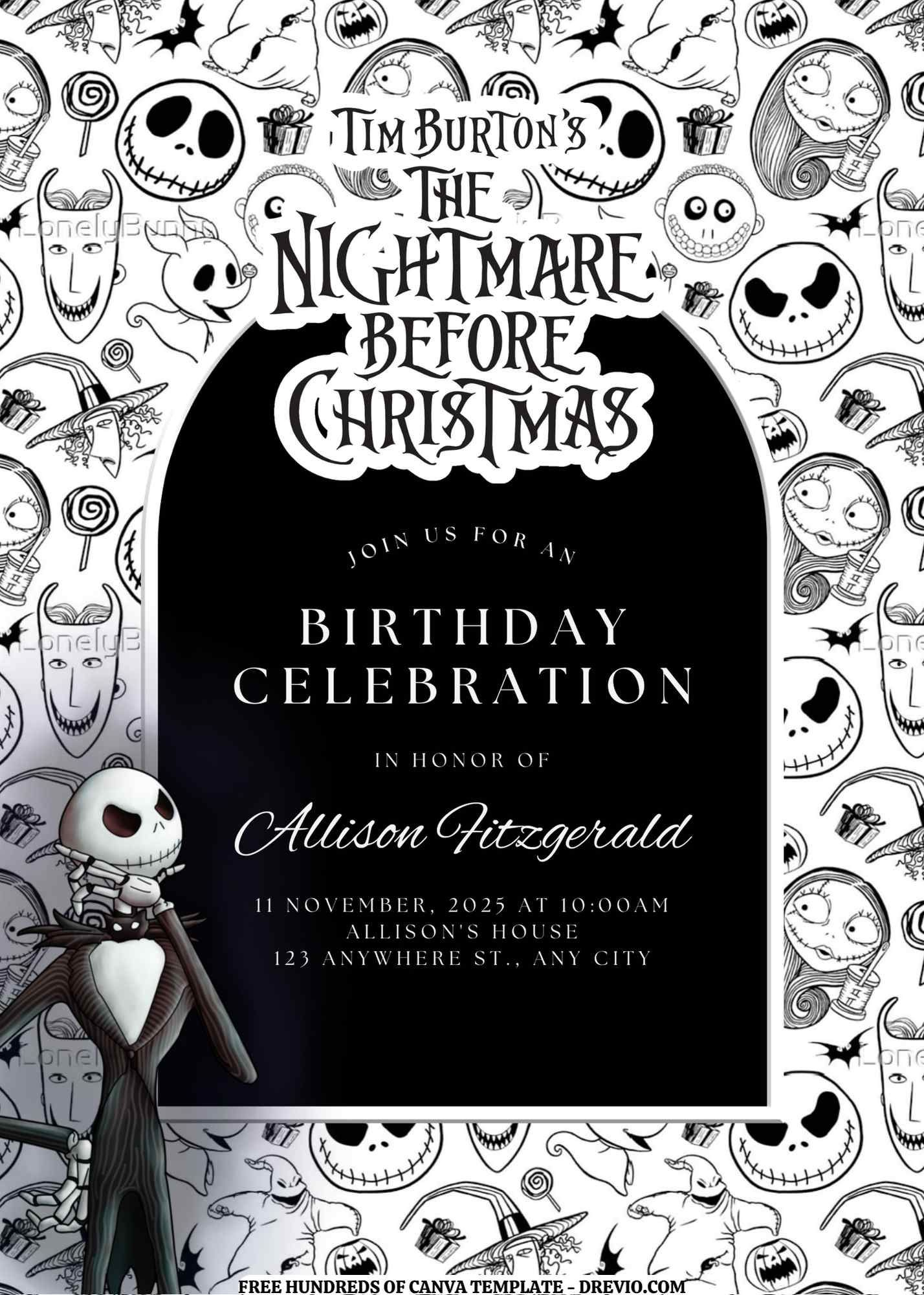 Free Editable – 18 The Nightmare Before Christmas Canva Templates for Printable Nightmare Before Christmas Invitations