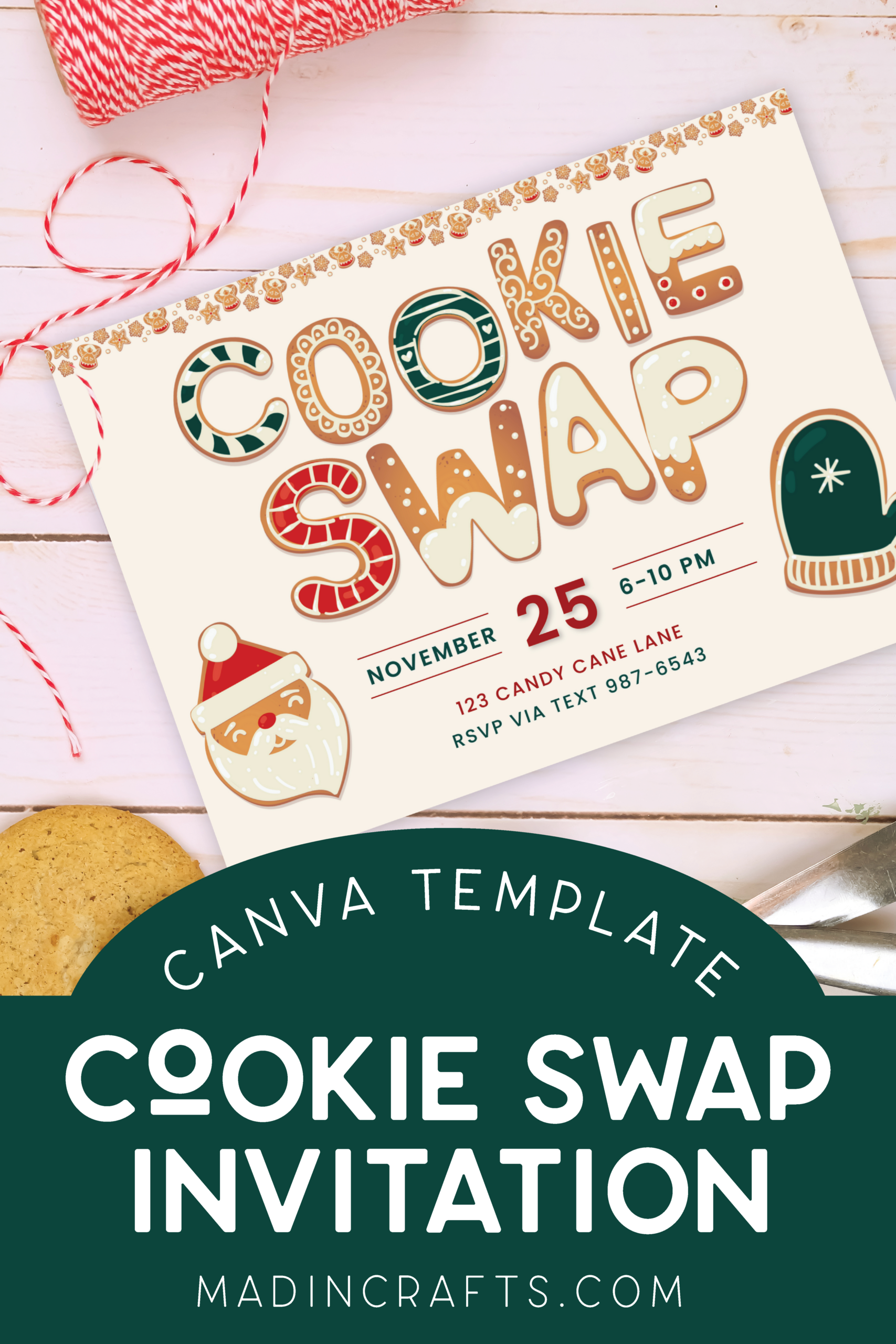 Free Editable Canva Cookie Swap Invitation Christmas Mad In Crafts inside Christmas Cookie Exchange Invitations Free Printable
