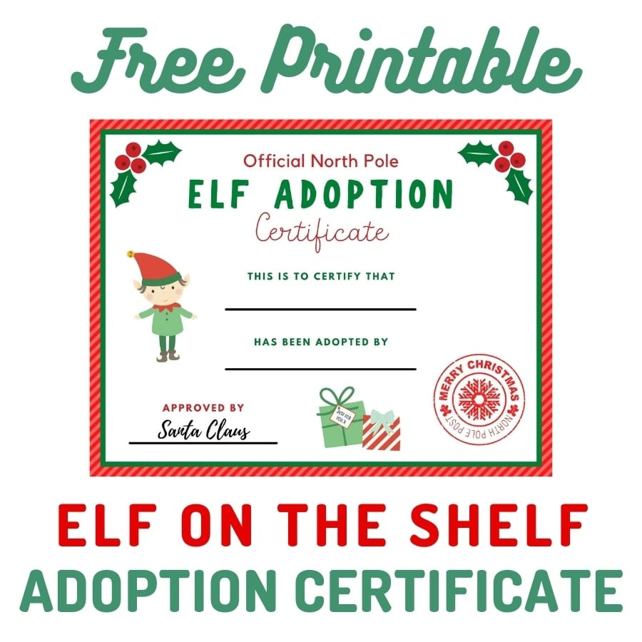 Free Elf Adoption Certificate For Your Elf On The Shelf - Make regarding North Pole Adoption Certificate Printable