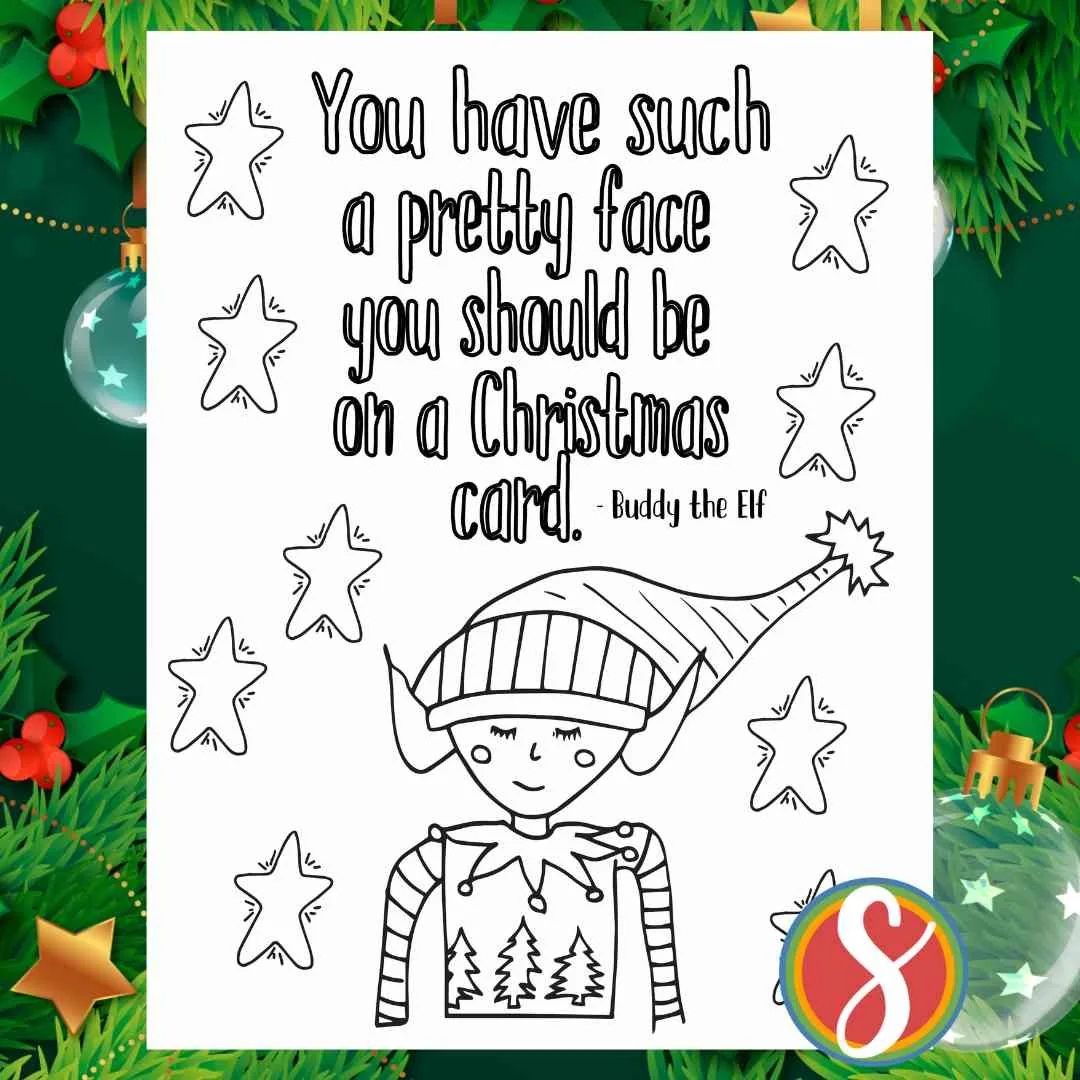 Free Elf Coloring Pages — Stevie Doodles for Buddy the Elf Free Printables