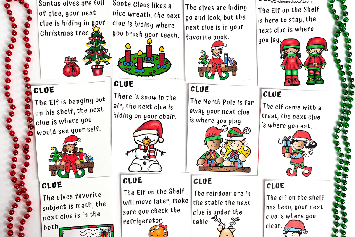 Free Elf On The Shelf Scavenger Hunt Printable with Elf On The Shelf Scavenger Hunt Printable