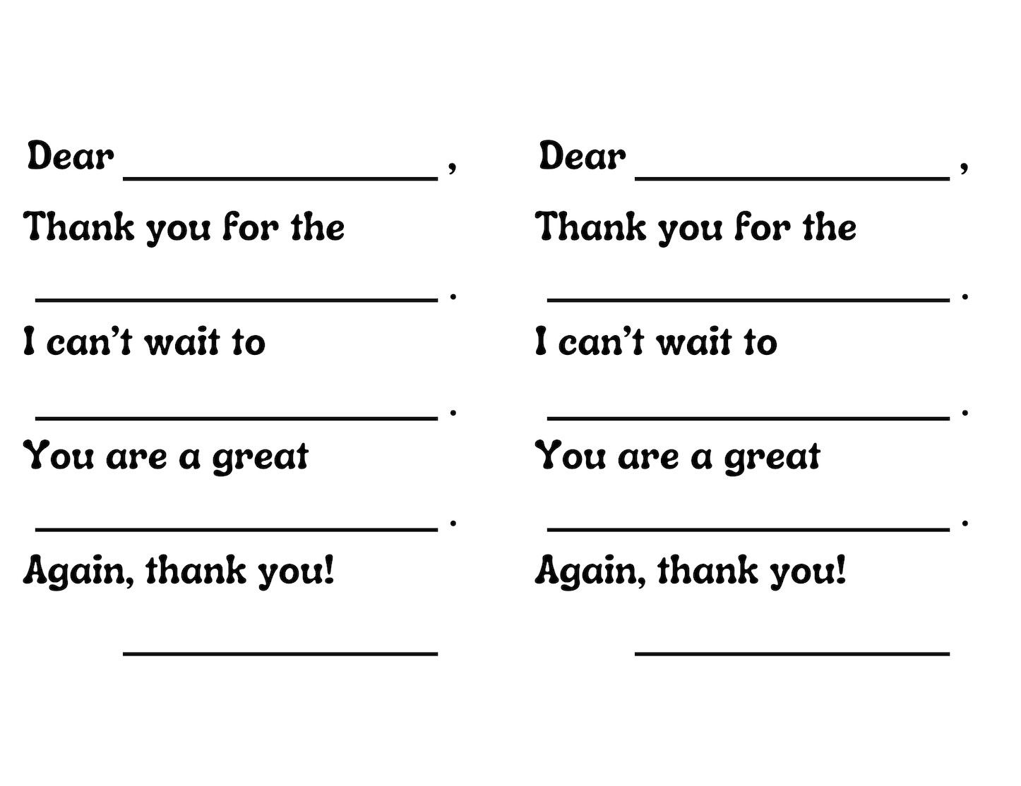 Free Fill In The Blank Thank You Card Printable pertaining to Fill In The Blank Thank You Cards Printable Free