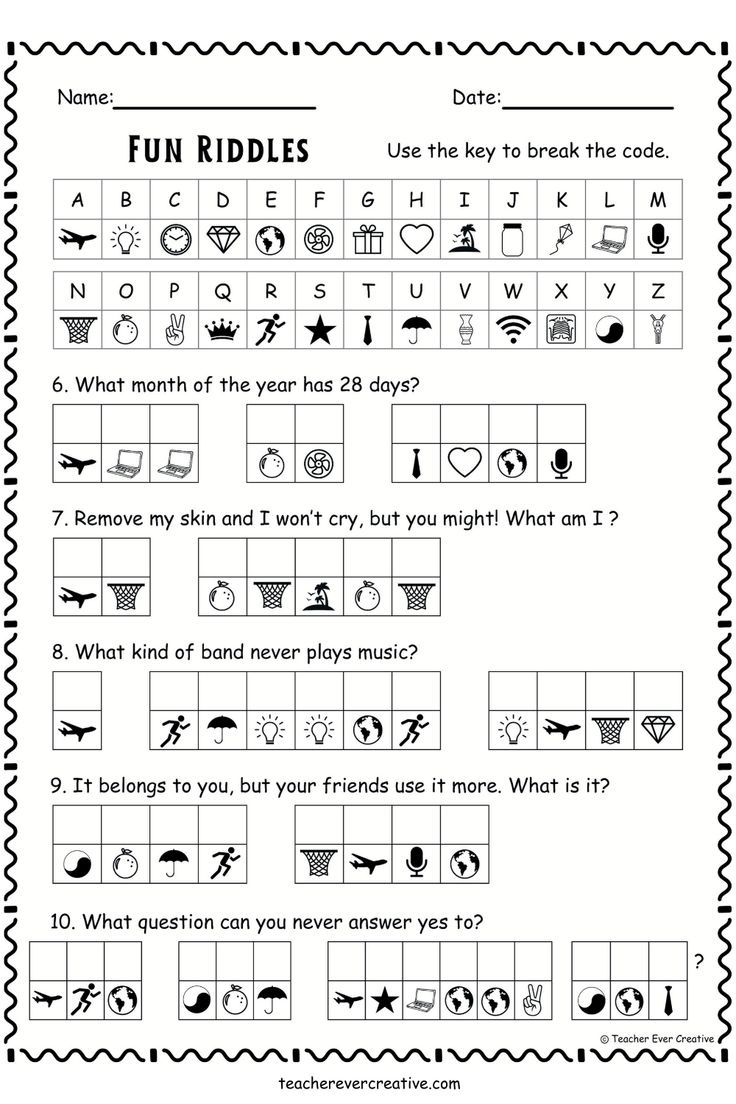 Free Fun Riddles Cryptogram For Kids - Free Printable Worksheets within Free Printable Cryptograms
