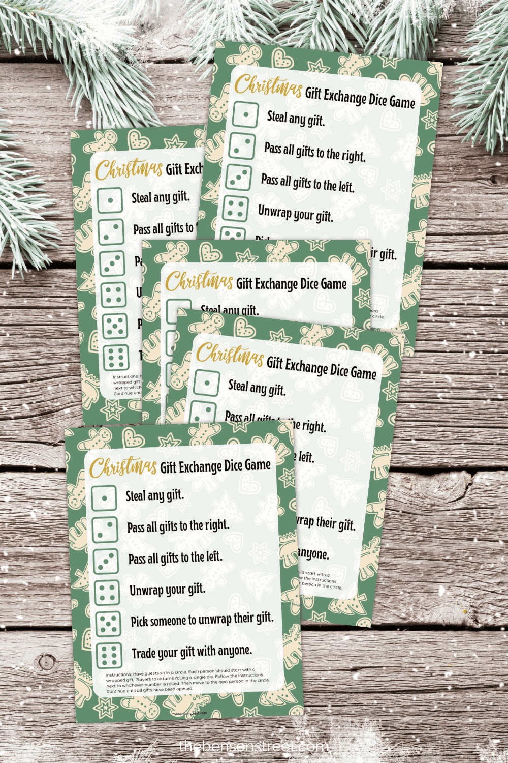 Free Gift Exchange Christmas Dice Game Printable for White Elephant Christmas Dice Game Printable Free
