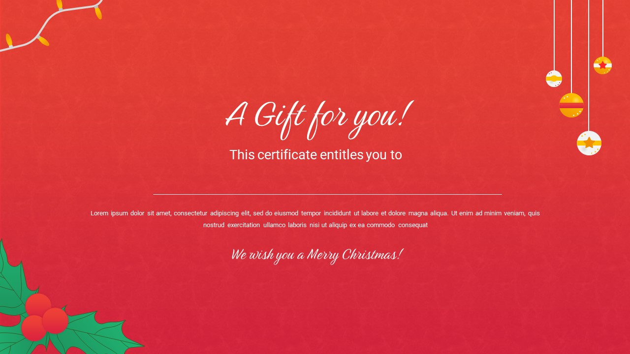 Free Google Slides Christmas Gift Template Powerpoint pertaining to Blank Christmas Gift Certificate Free Printable