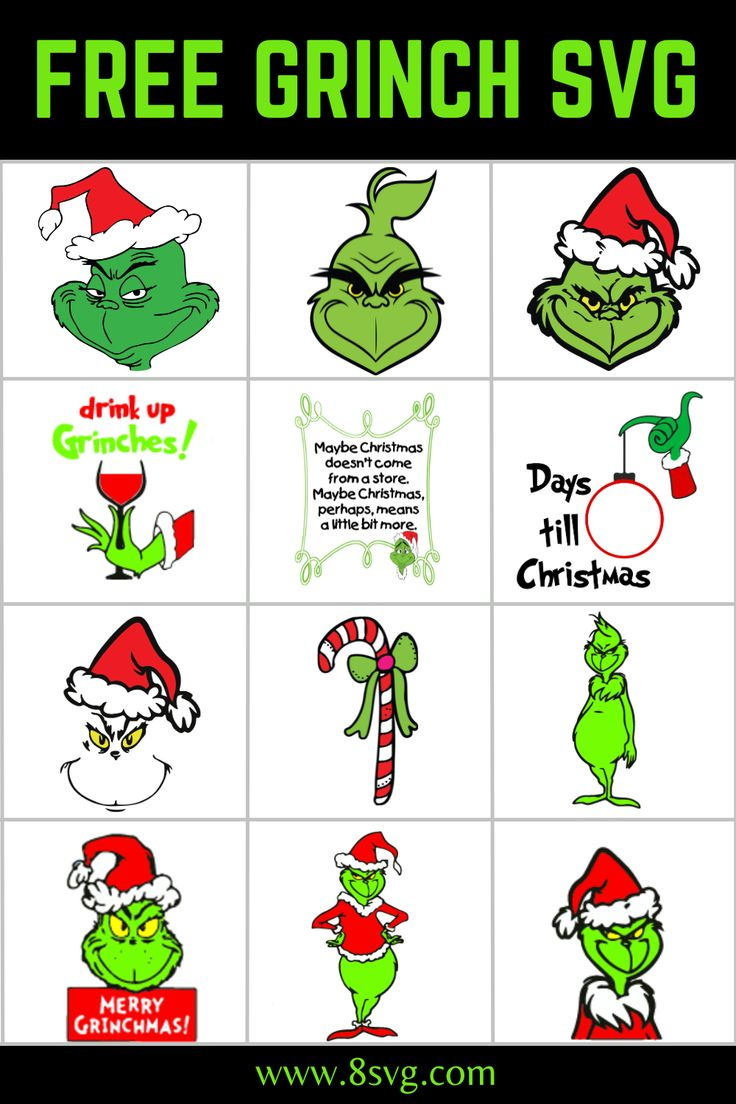 Free Grinch Svg Cut Files For Cricut & Silhouette with Small Grinch Face Printable