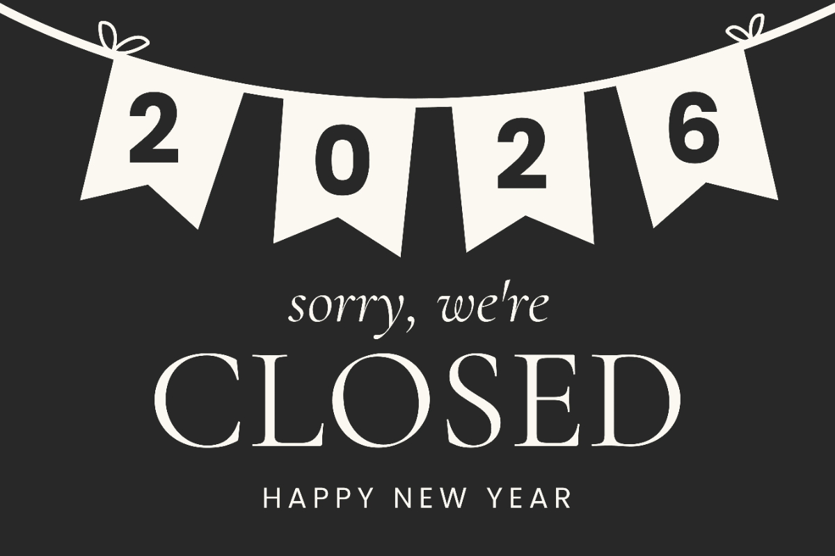 Free Happy New Year Sign Template To Edit Online regarding Closed For New Years 2026 Sign Printable