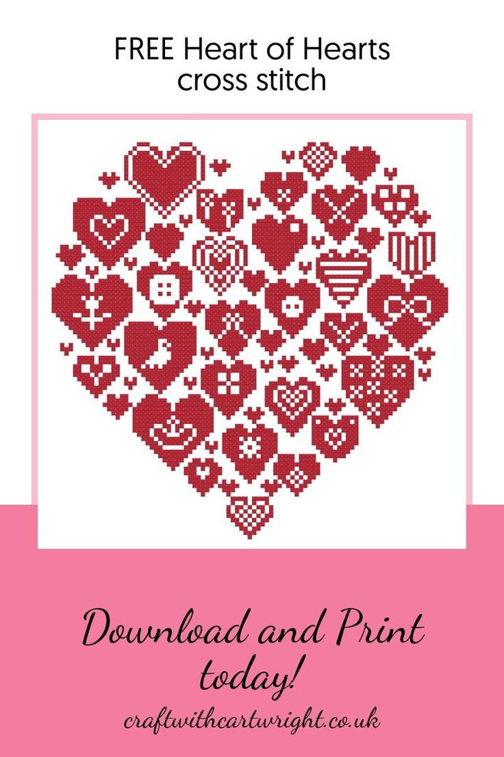 Free Heart Of Hearts Cross Stitch Pattern - Craft With Cartwright in Free Printable Cross Stitch Heart Patterns