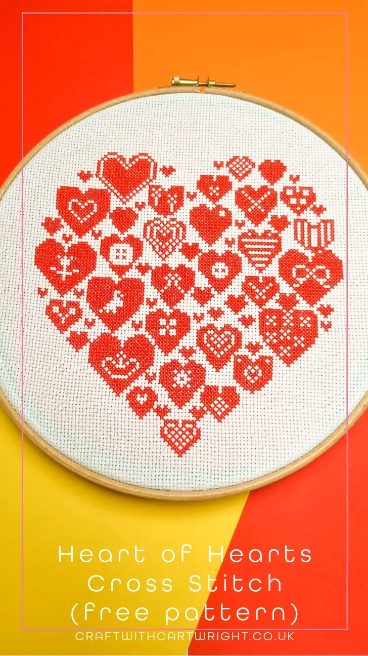 Free Heart Of Hearts Cross Stitch Pattern - Craft With Cartwright within Free Printable Cross Stitch Heart Patterns