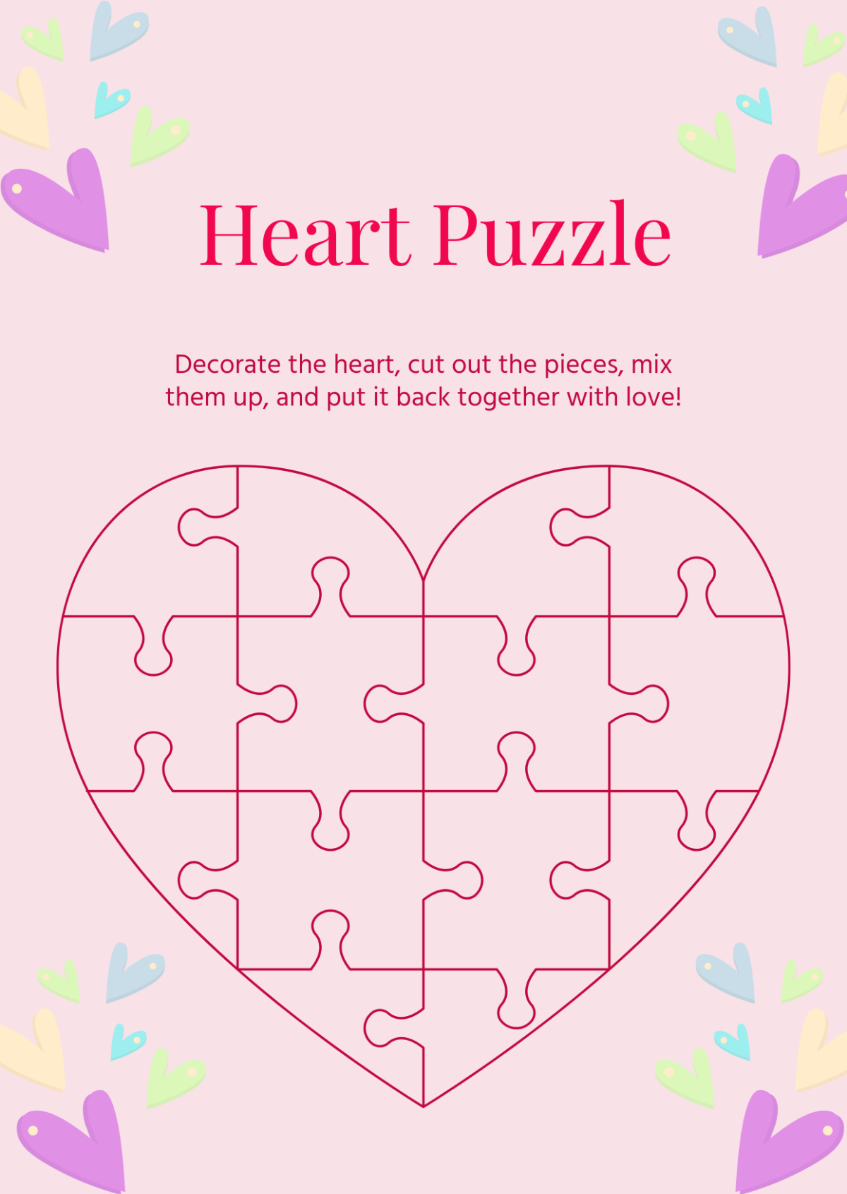 Free Heart Puzzle Template To Edit Online with Free Printable Heart Puzzle Template