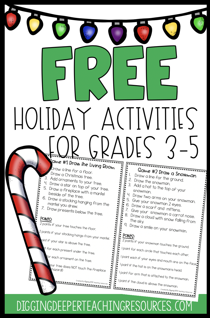 Free Holiday Activities For Students In Grades 3-5 - - Worksheets throughout 3rd Grade Christmas Activities Printable