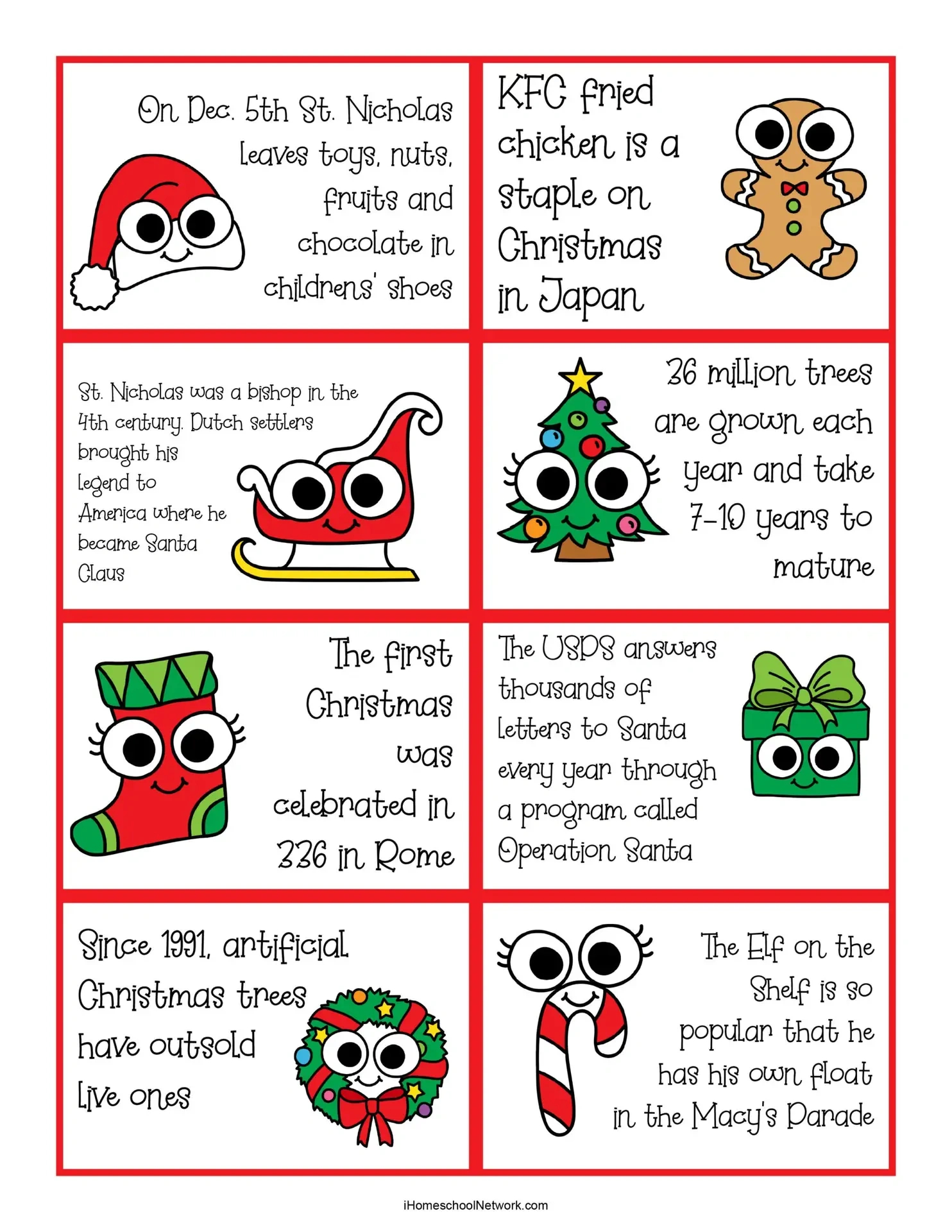 Free Holiday Fact Cards For Thanksgiving And Christmas intended for Christmas Fun Facts Printable