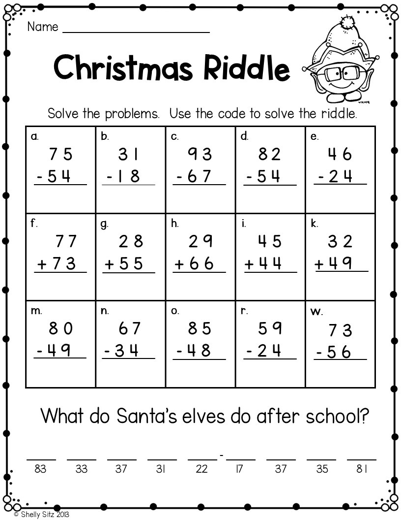 Free Holiday-Themed Addition And Subtraction Worksheets within Christmas Subtraction Worksheets