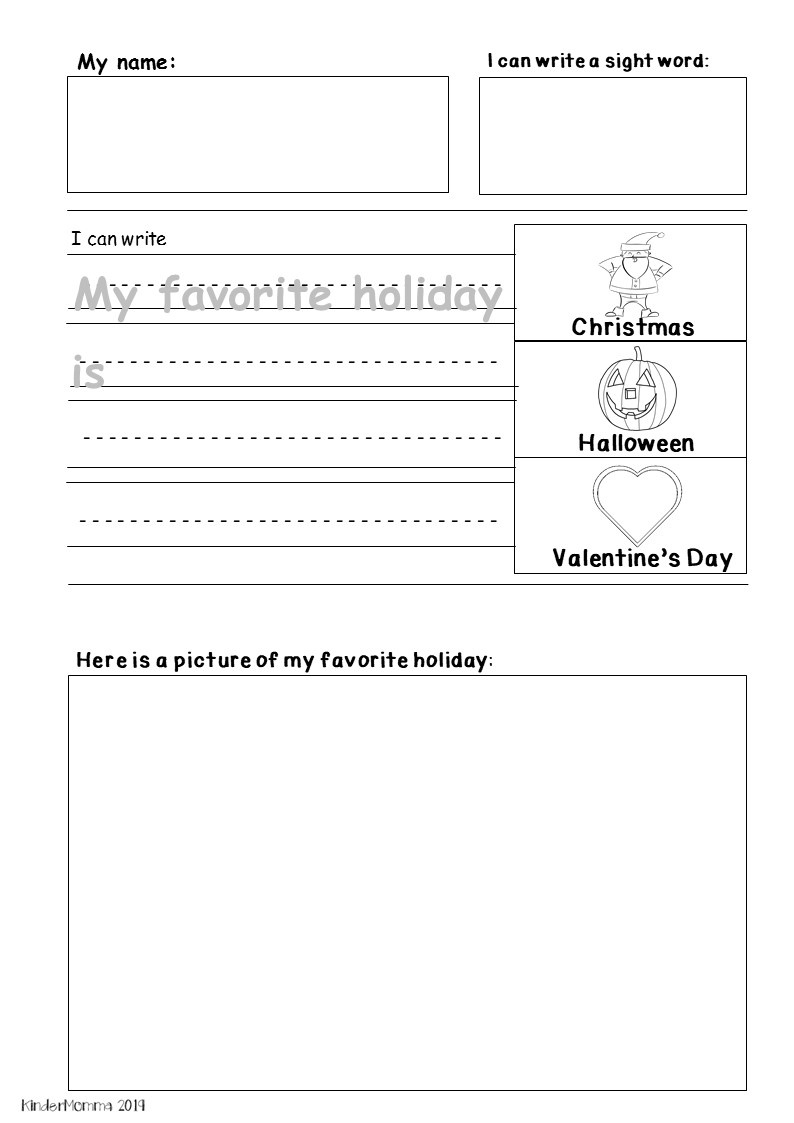 Free Holiday Writing Printable - Kindermomma pertaining to Free Printable Christmas Writing Worksheets