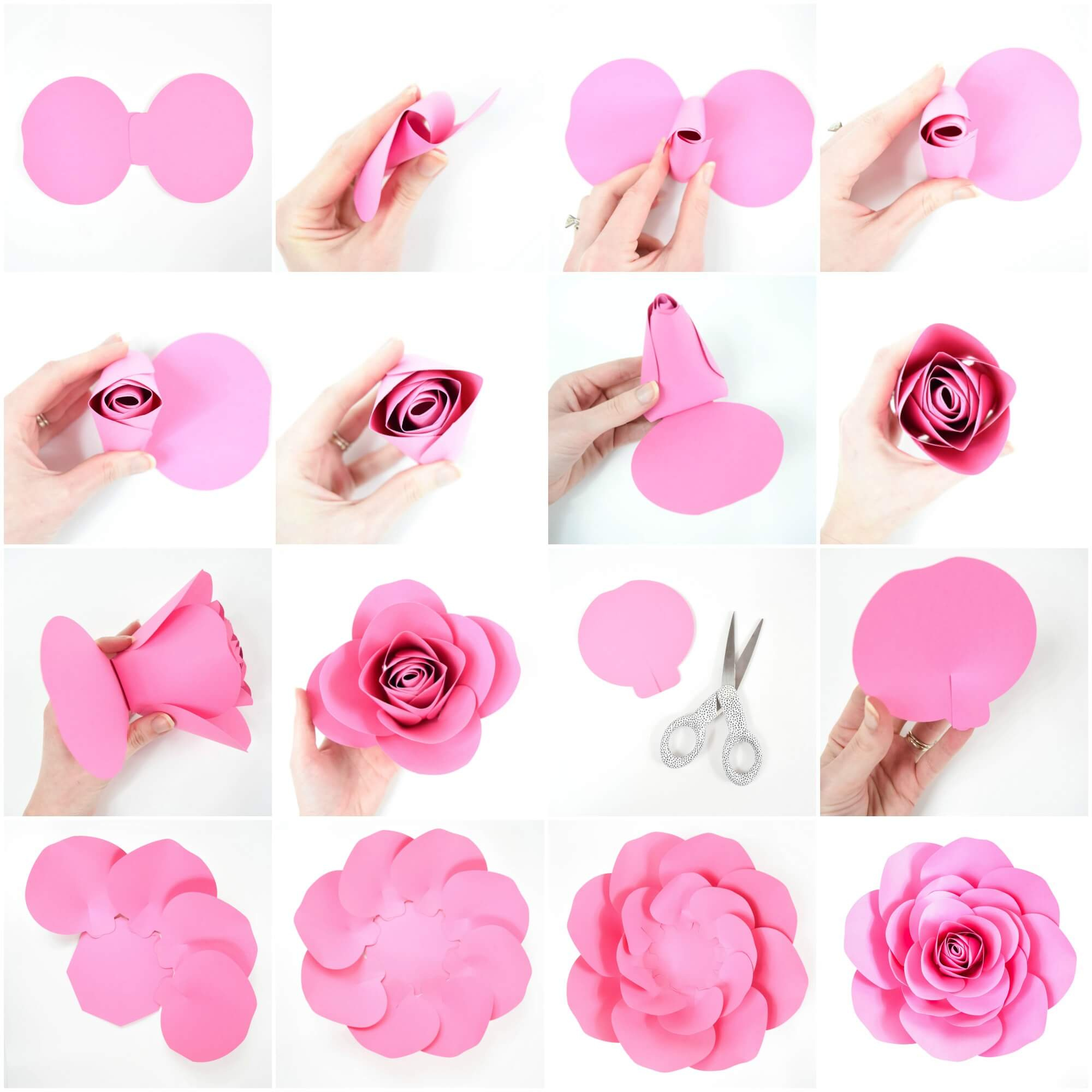 Free Large Paper Rose Template: Diy Camellia Rose Tutorial intended for Free Printable 3D Flower Template