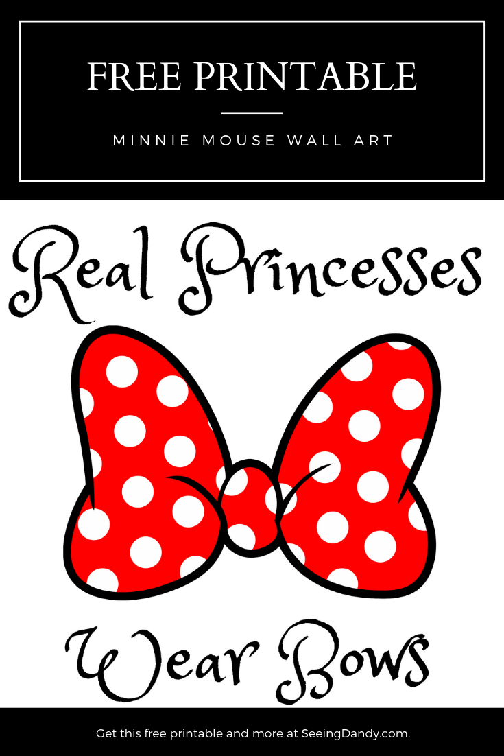 Free Minnie Mouse Bow Printable Wall Art - Seeing Dandy Blog inside Free Printable Minnie Mouse Bow Template