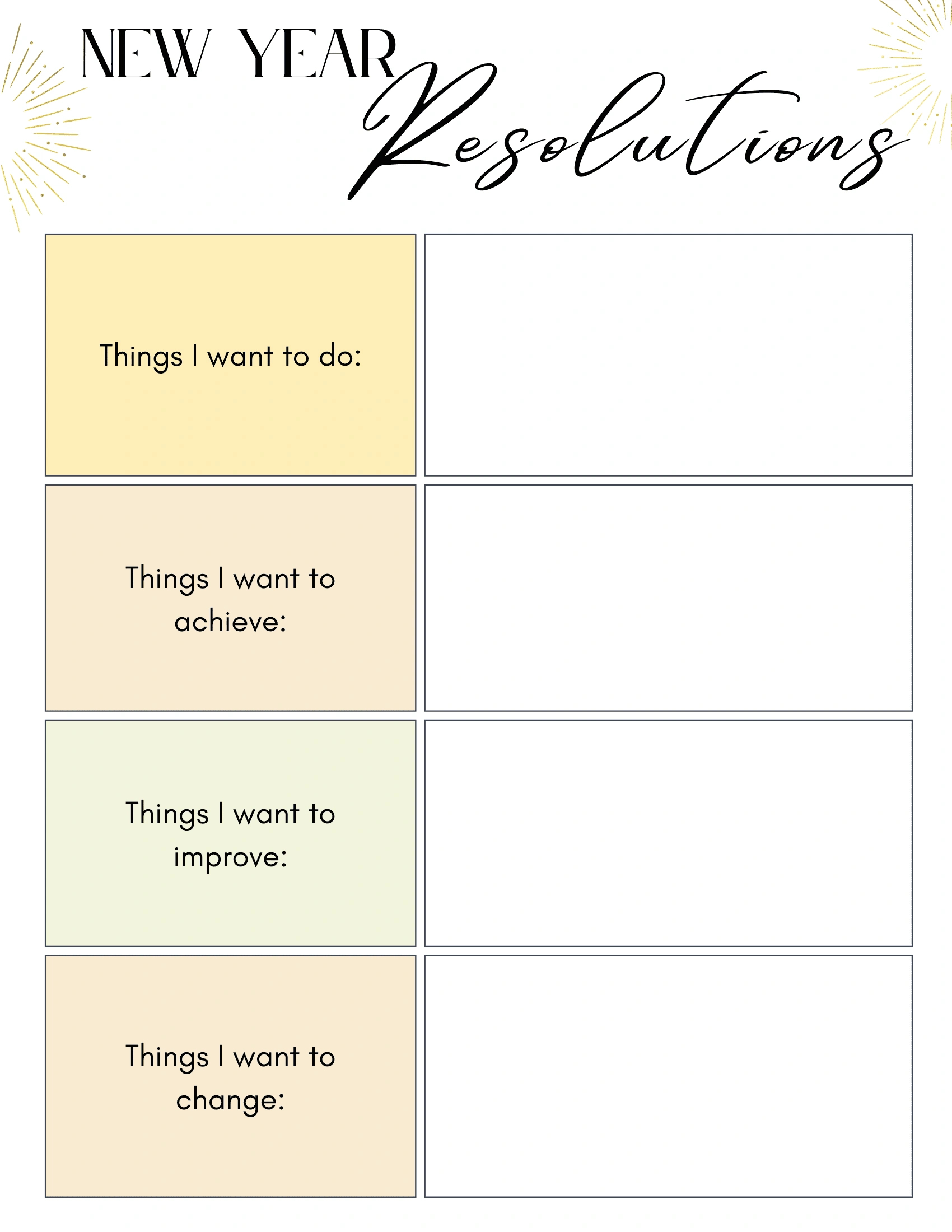 Free New Year&amp;#039;S Resolution Template with regard to Printable New Year Resolution Template