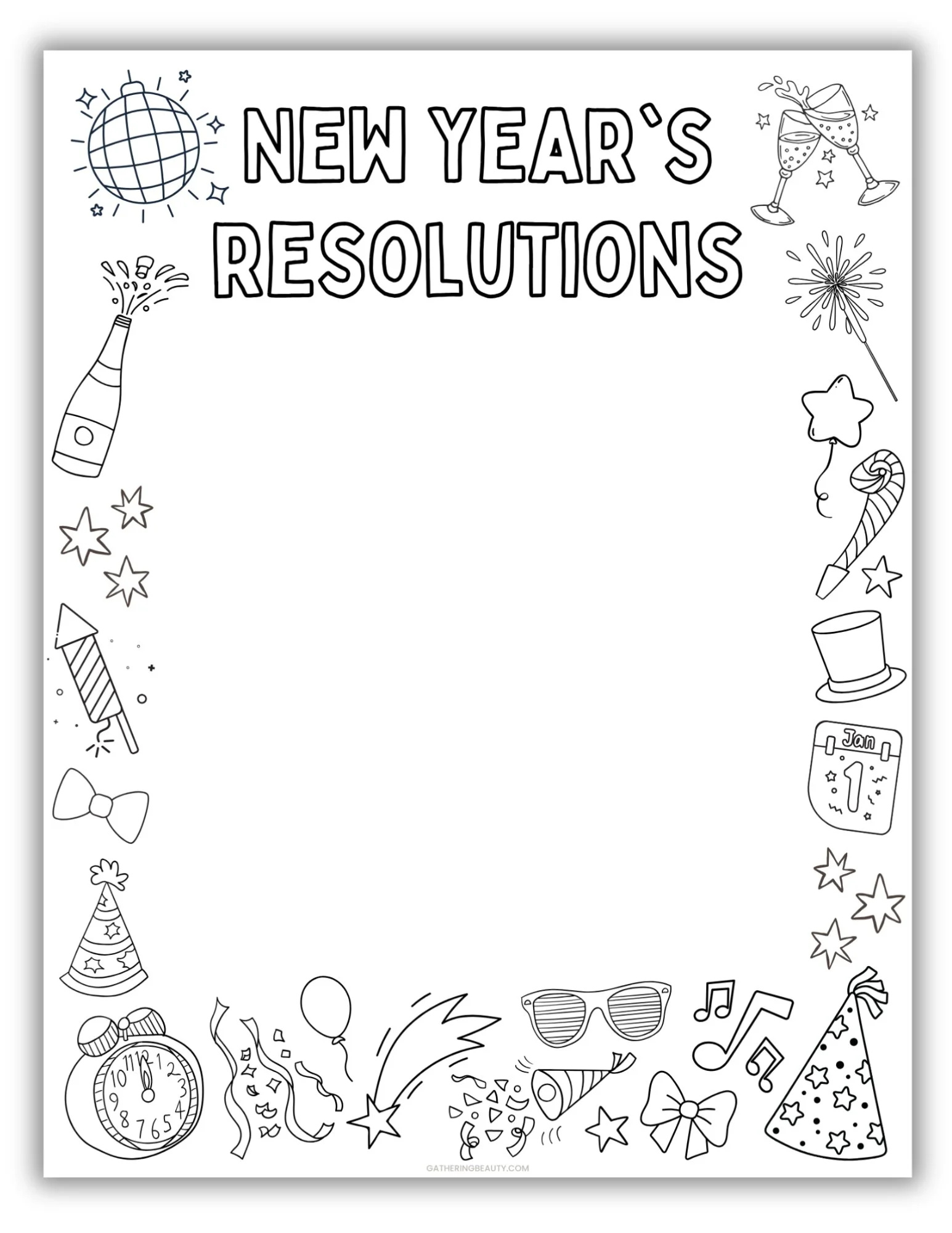 Free New Year&amp;#039;S Resolutions Printable To Colour — Gathering Beauty with regard to New Years Resolution Worksheet Printables