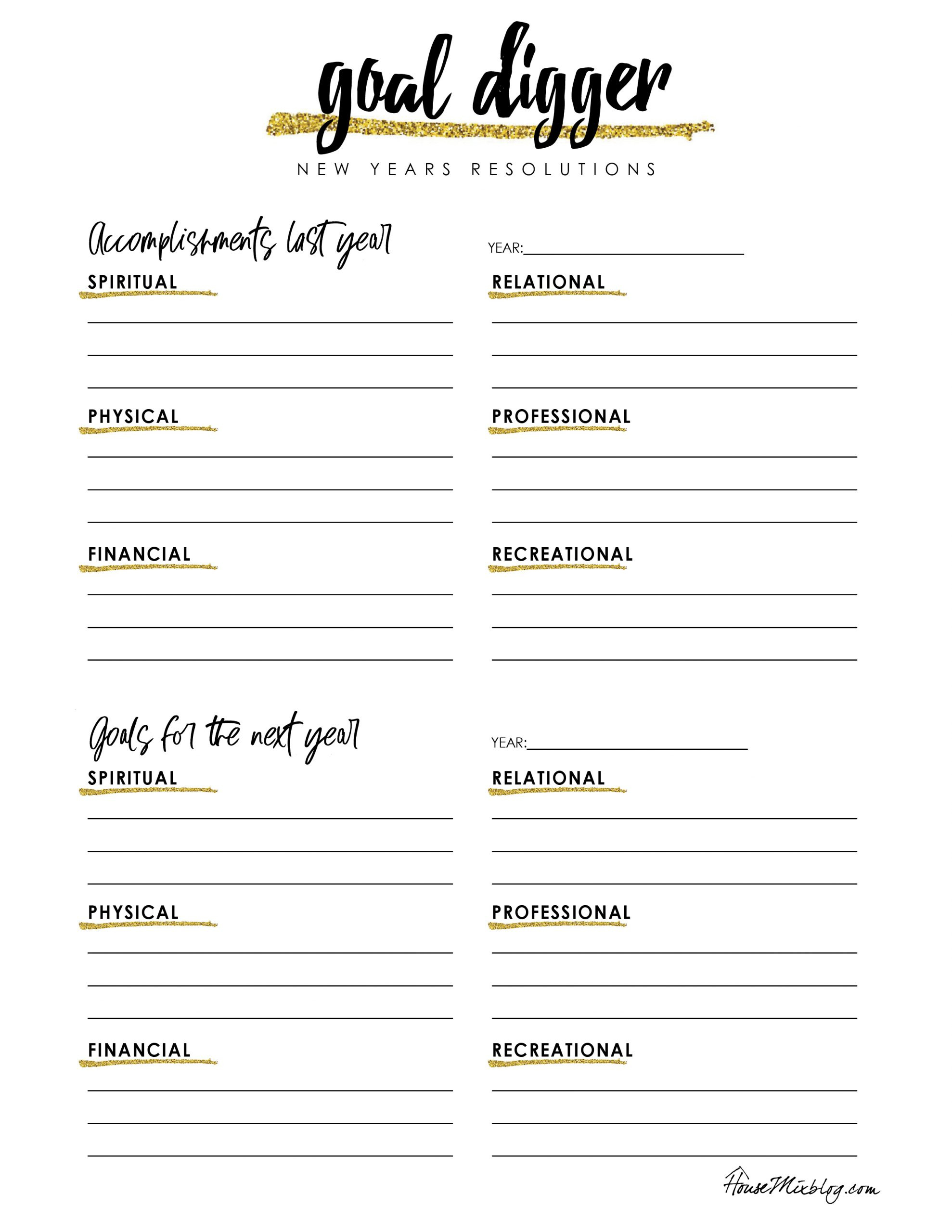 Free New Years Resolutions Printable Worksheet - Lets Live And regarding New Year&amp;amp;#039;s Resolution Free Printable
