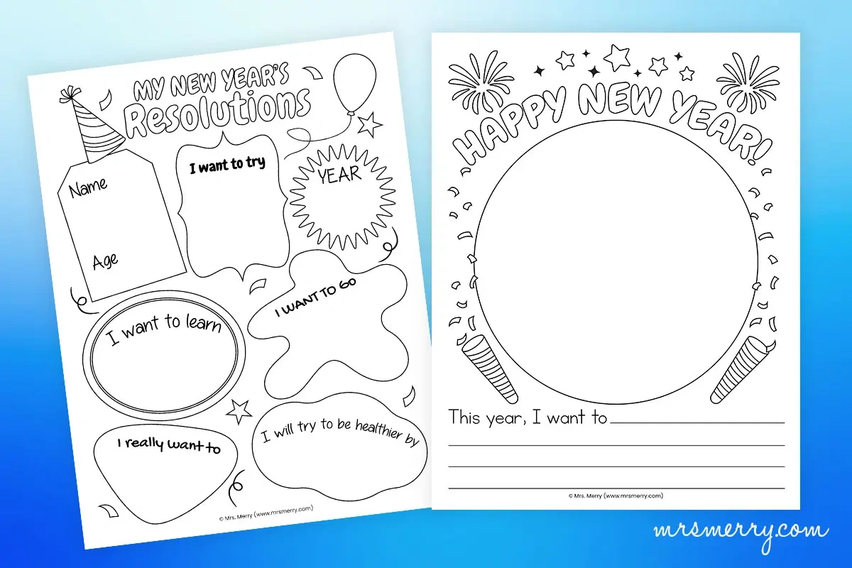 Free New Year&amp;#039;S Resolutions Worksheets For Kids Printable | Mrs. Merry intended for New Year Free Printable Worksheets