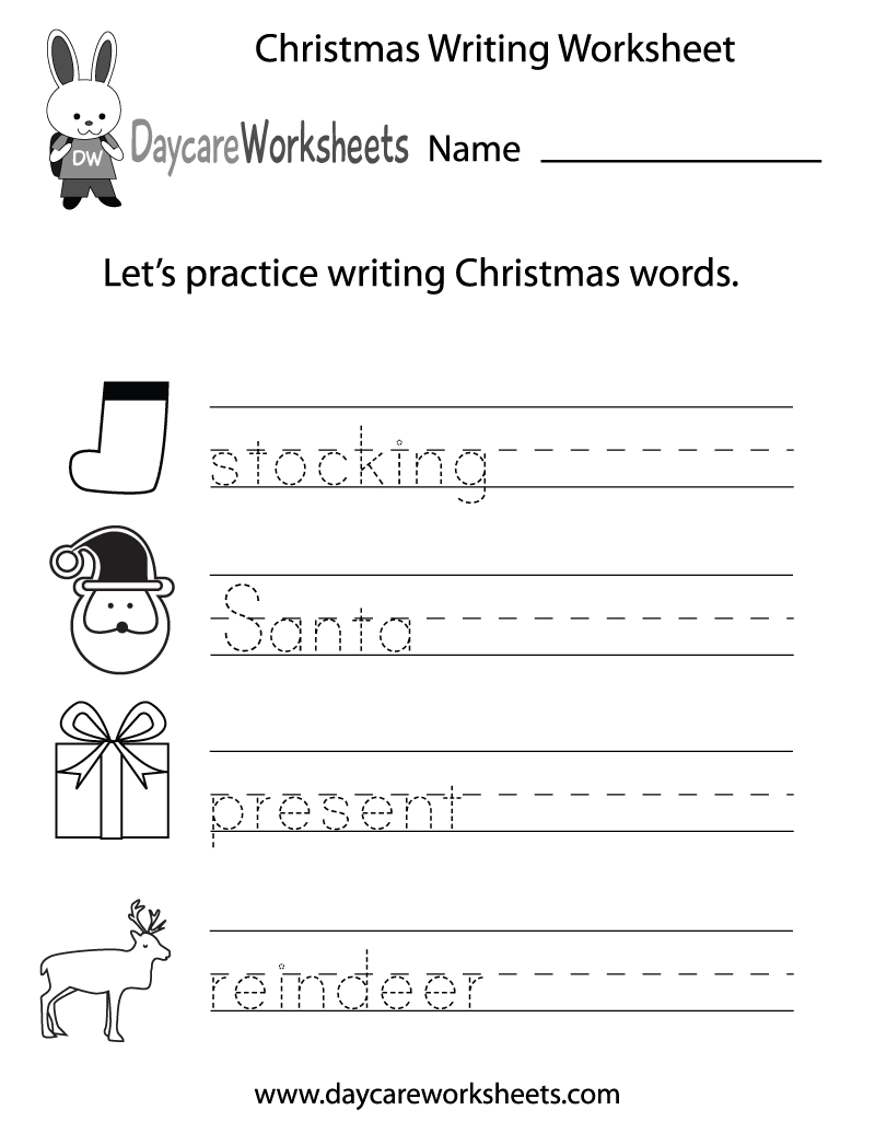 Free Preschool Christmas Writing Worksheet inside Christmas Writing Worksheets For Kindergarten