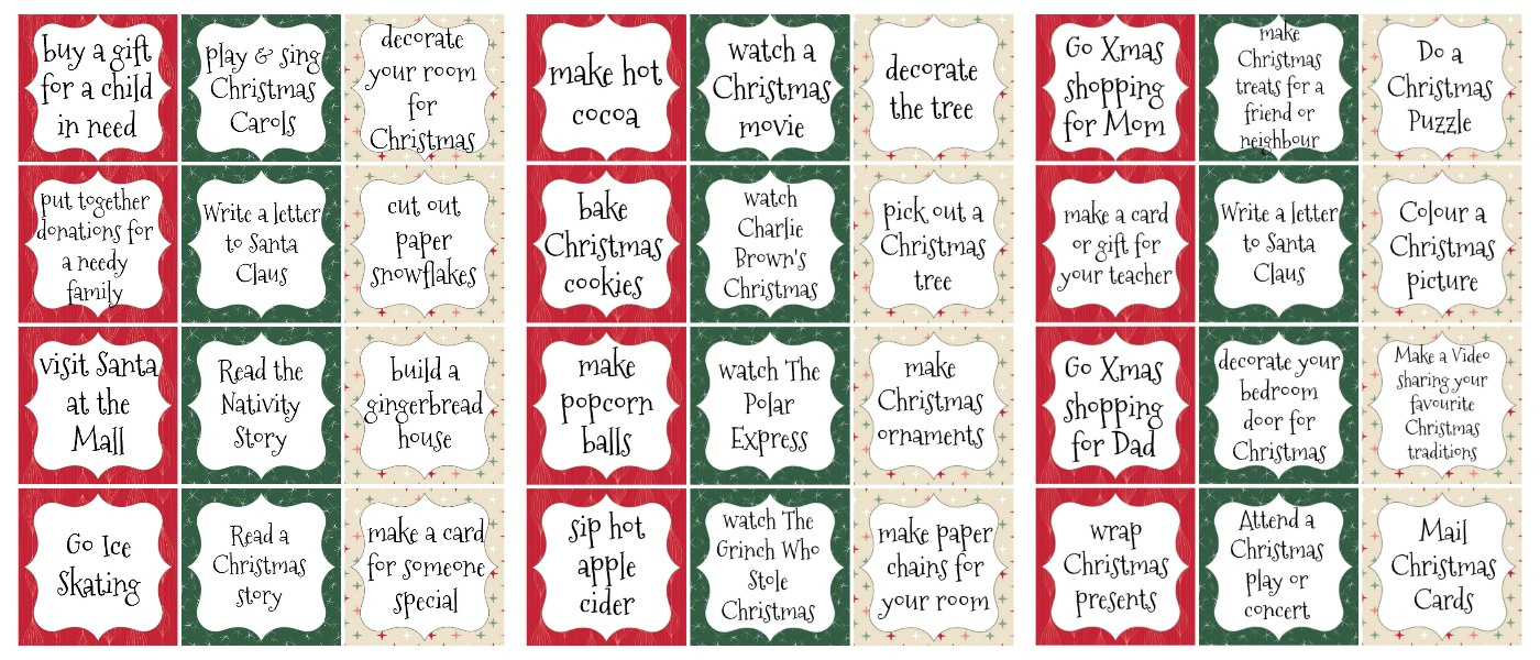 Free Printable Activity Based Advent Calendar | The Happy Housie intended for Advent Activities Printable