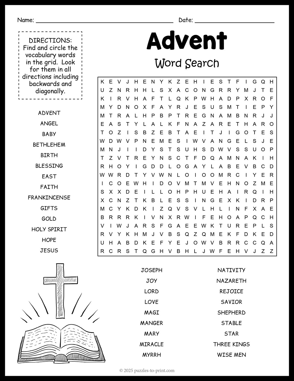 Free Printable Advent Word Search pertaining to Free Printable Christian Christmas Word Search Puzzles