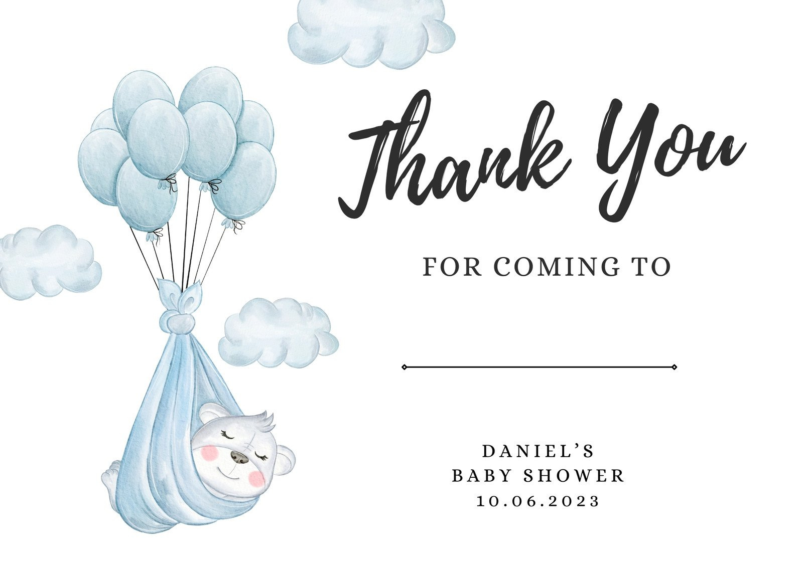 Free Printable Baby Shower Thank You Card Templates | Canva within Baby Shower Thank You Cards Printable