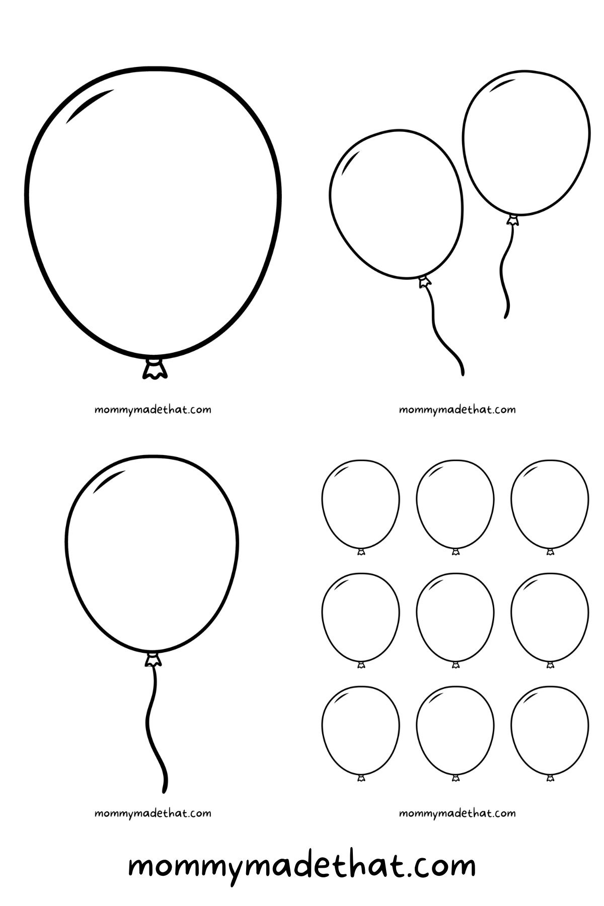 Free Printable Balloon Templates (Different Sizes!!) in Free Printable Balloon Sizer Template