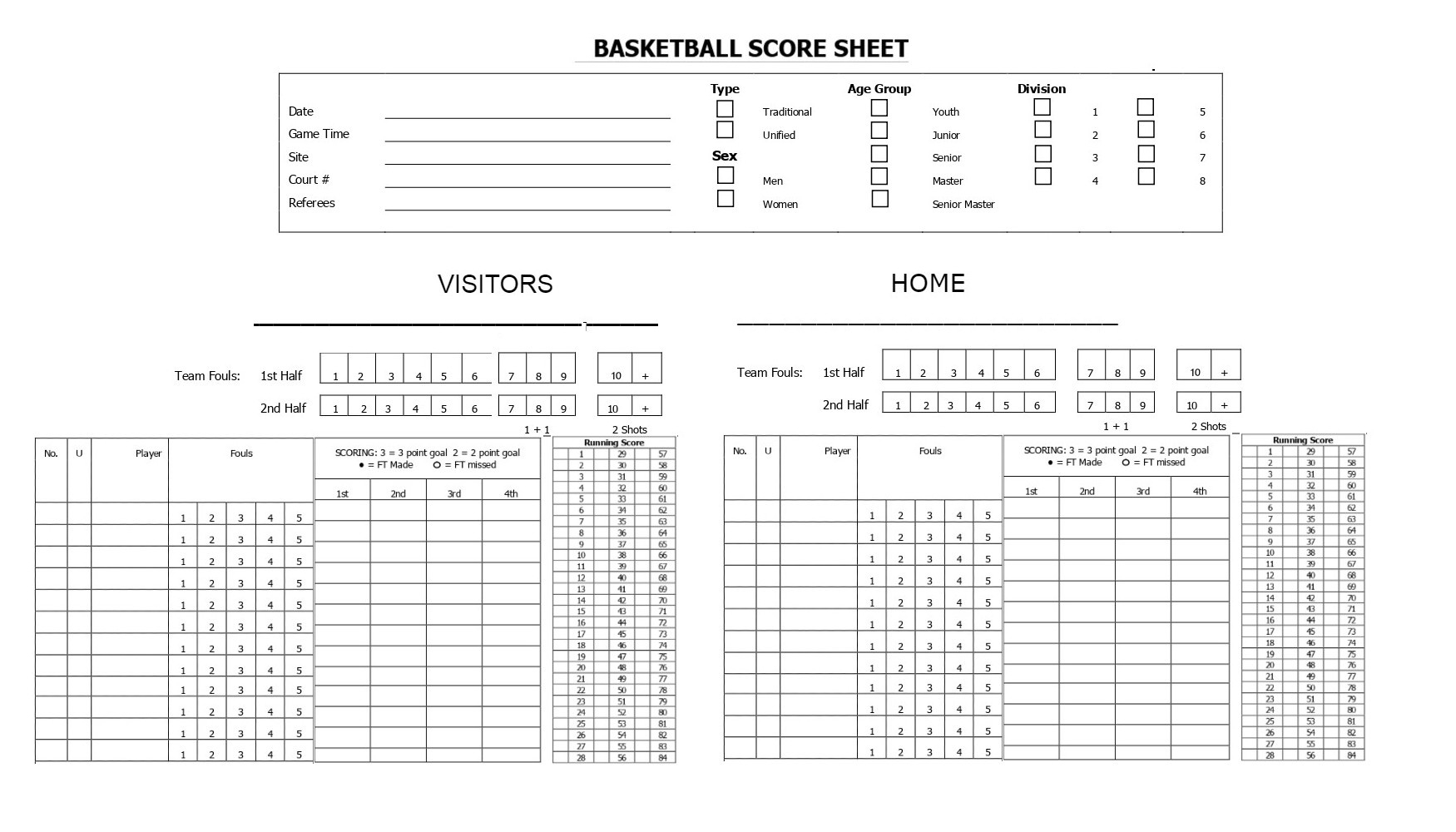 Free, Printable Basketball Score Sheets, Stat Sheets From Score Books intended for Basketball Stat Sheet Template Free Download