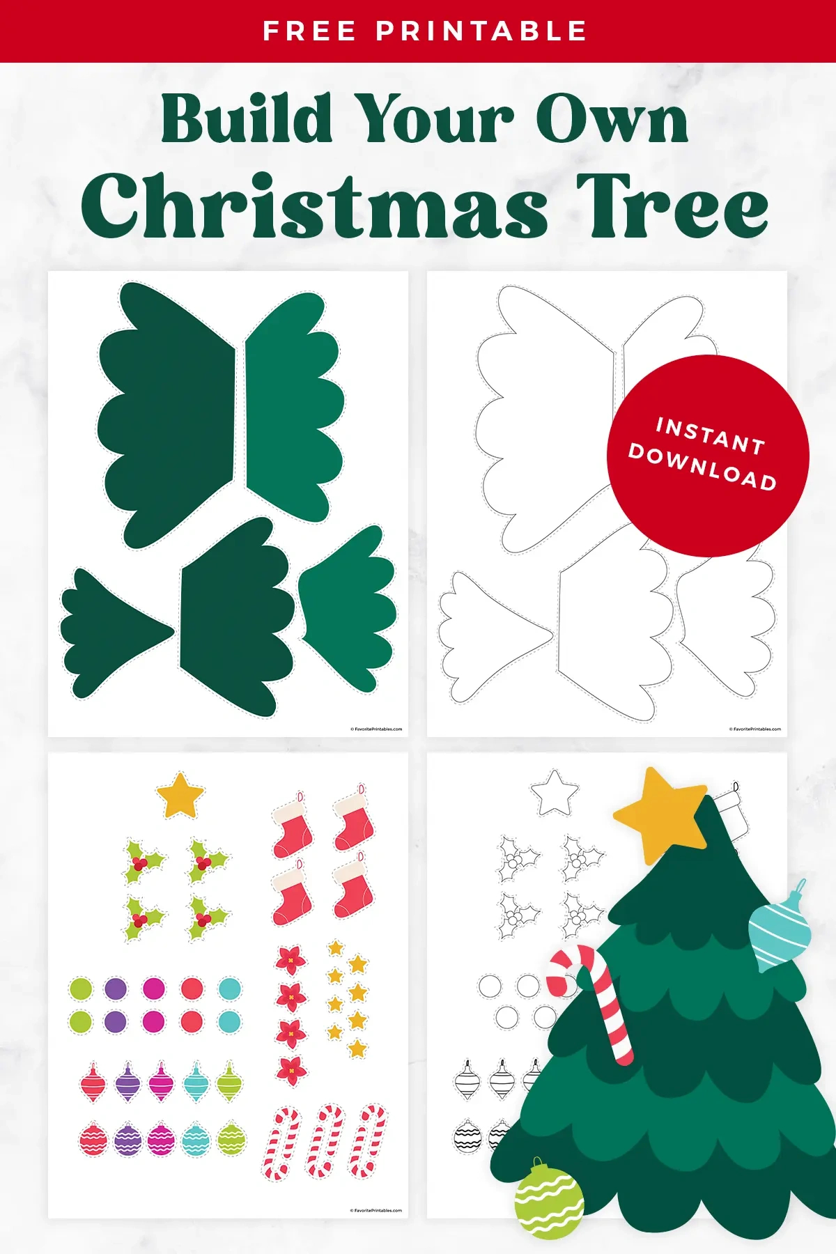 Free Printable Build A Christmas Tree Cutout - Favorite Printables for Build Your Own Christmas Tree Printable