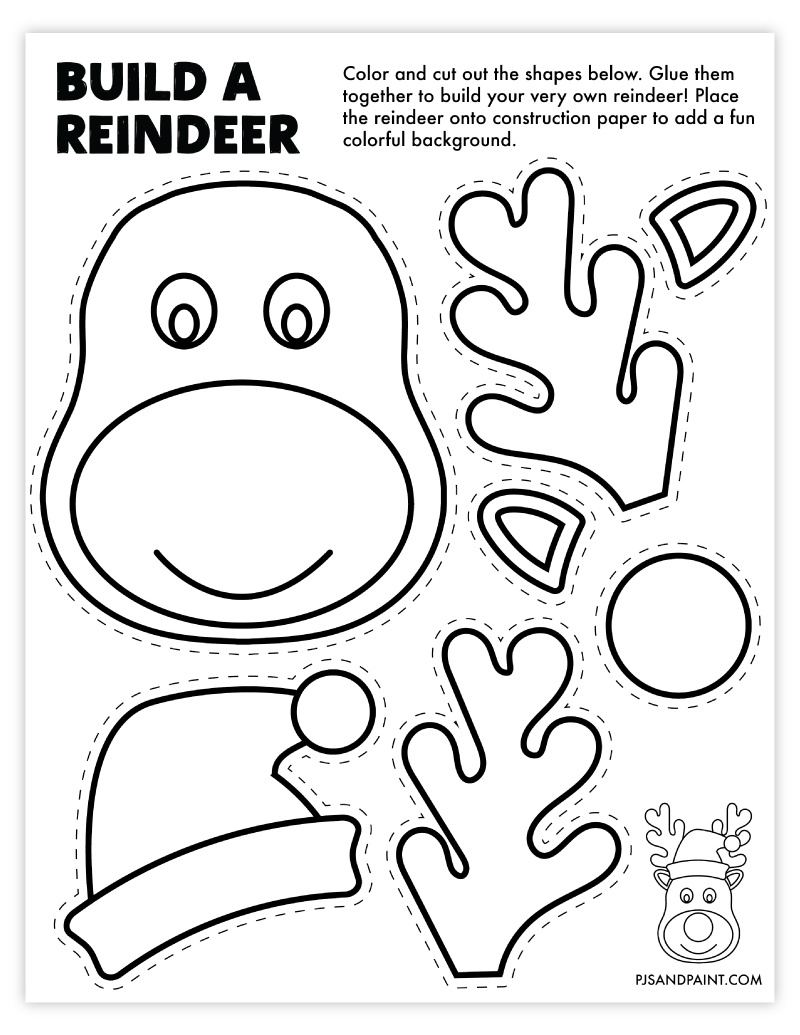 Free Printable Build A Reindeer Craft - Pjs And Paint throughout Build A Reindeer Printable