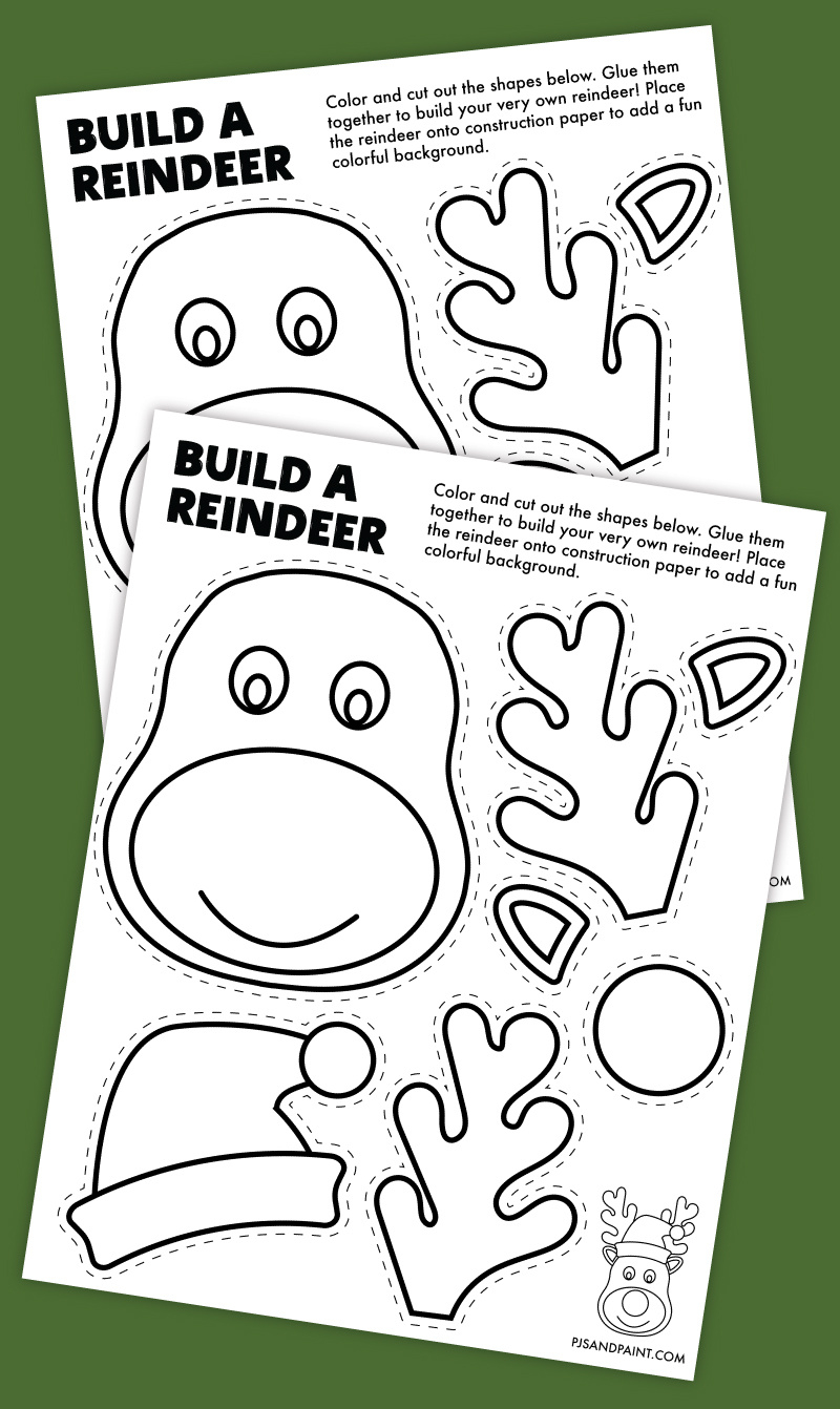 Free Printable Build A Reindeer Craft - Pjs And Paint with Build Your Own Reindeer Printable