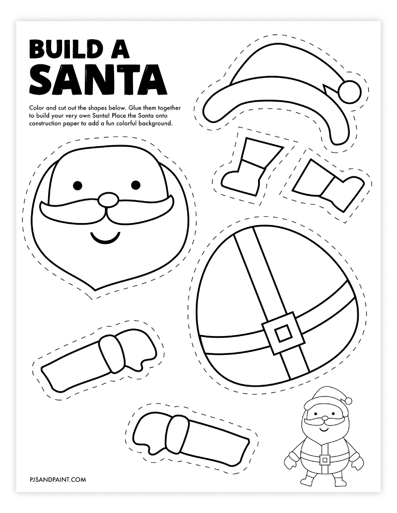 Free Printable Build A Santa Craft - Pjs And Paint in Build Your Own Santa Printable