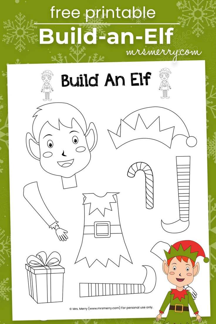 Free Printable - Build An Elf Craft For Kids | Mrs. Merry throughout Build An Elf Printable