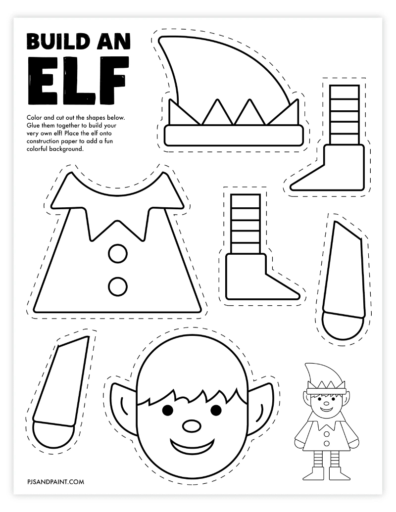 Free Printable Build An Elf Craft - Pjs And Paint throughout Build Your Own Elf Printable