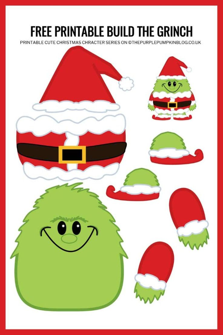 Free Printable Build The Grinch Paper Template (Christmas Craft) throughout Christmas Paper Craft Free Printable