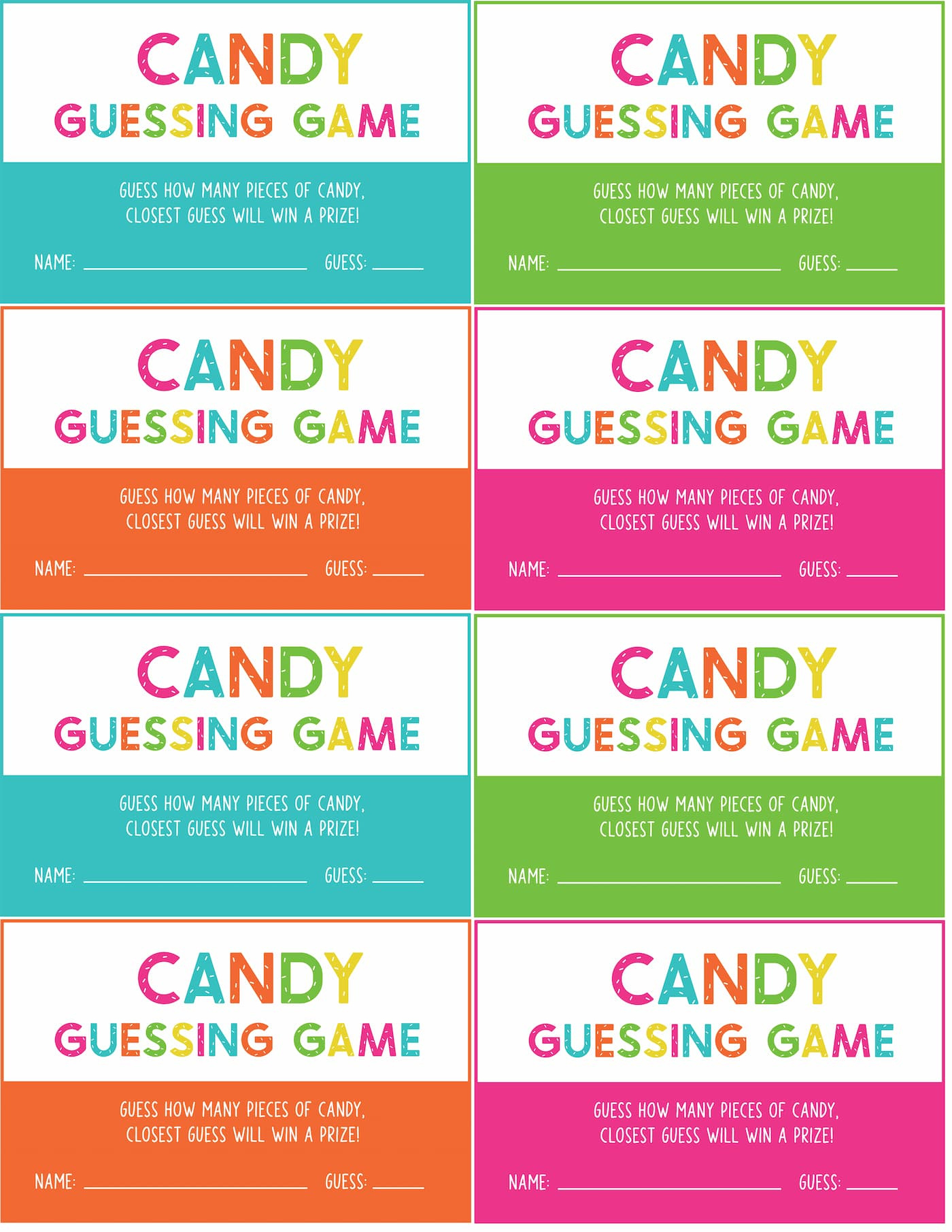 Free Printable Candy Guessing Game, Perfect For The Classroom regarding Free Printable Guess How Many Sweets In The Jar Template