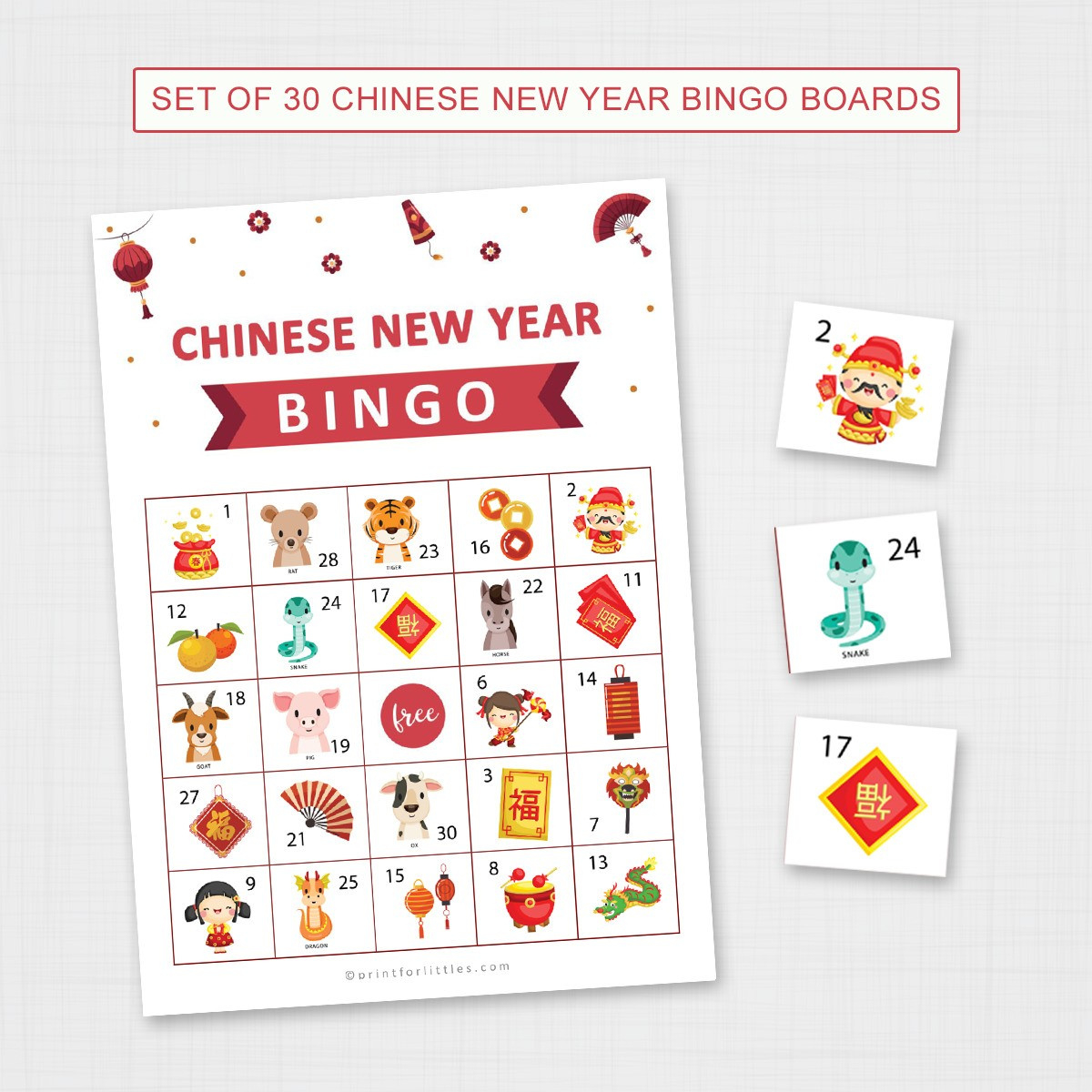 Free Printable Chinese New Year Bingo regarding Printable Chinese New Year Bingo Cards