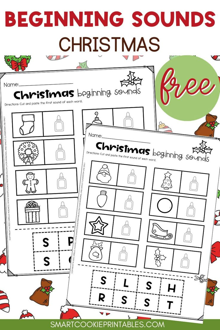 Free Printable Christmas Beginning Sounds for Beginning Sounds Christmas Worksheets