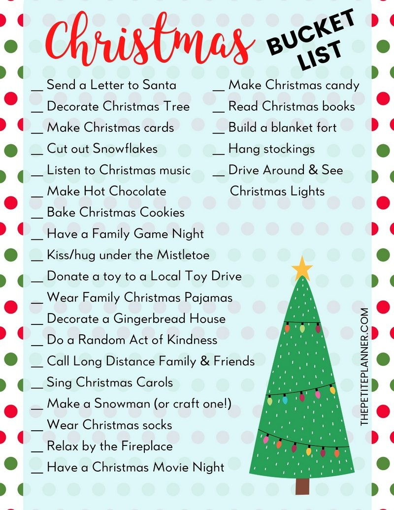 Free Printable Christmas Bucket List For Holiday Fun within Christmas Bucket List Printable Free