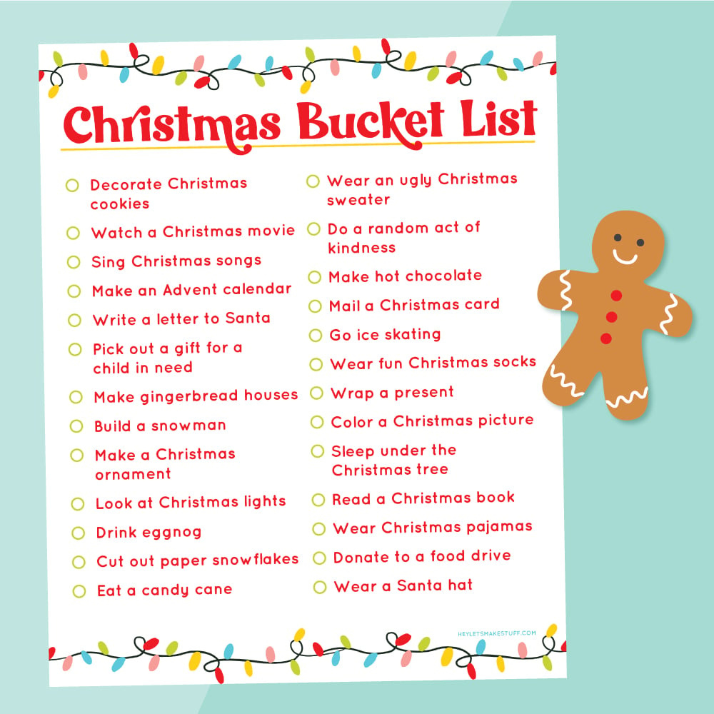 Free Printable Christmas Bucket List With Christmas Activities in Christmas Bucket List Free Printable