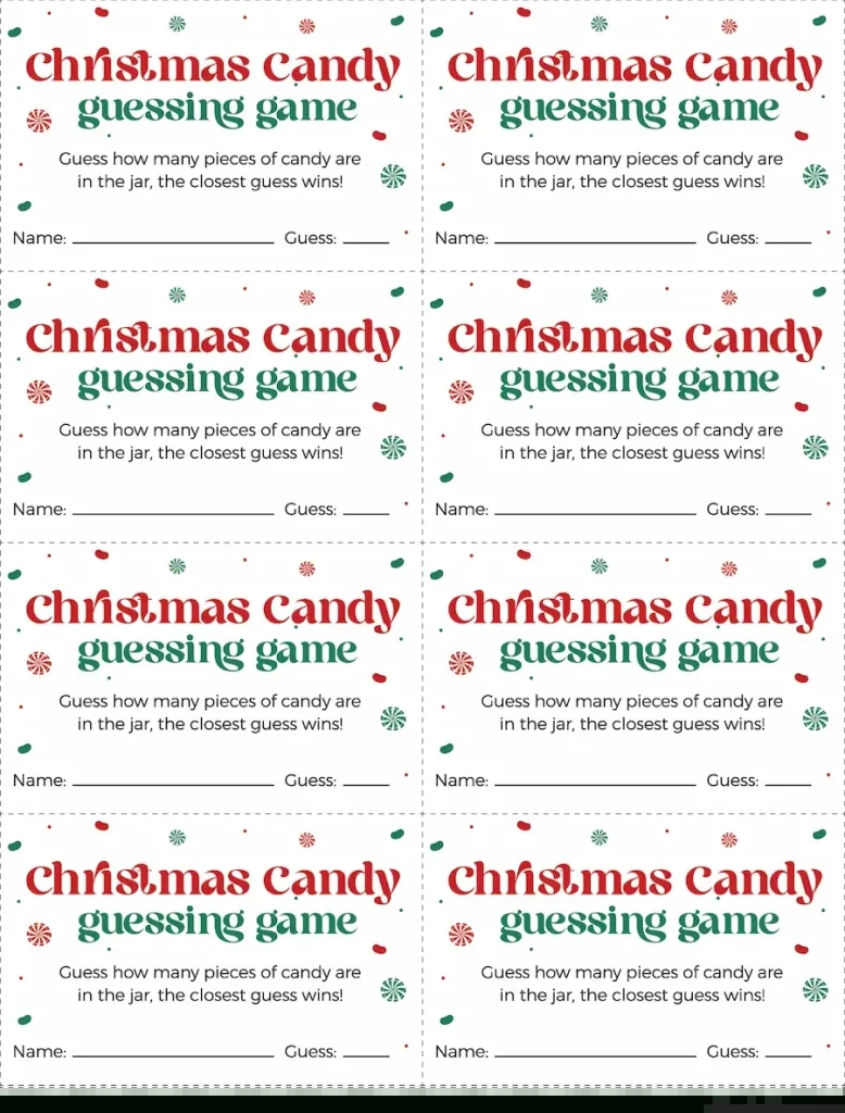Free Printable Christmas Candy Guessing Game - Favorite Printables throughout Christmas Guess How Many in the Jar Printable