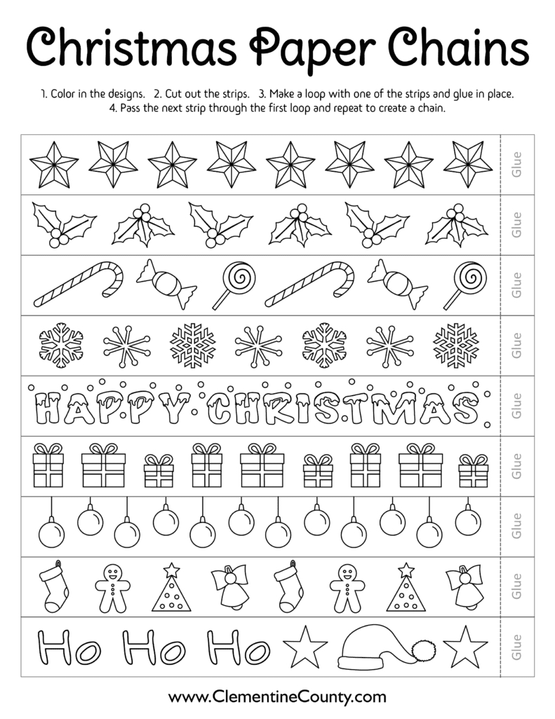 Free Printable Christmas Chains To Color | Clementine County regarding Christmas Paper Chain Printable