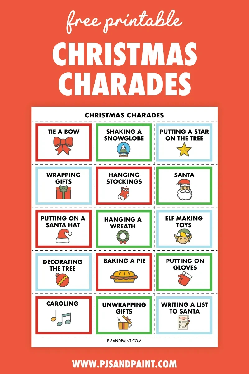 Free Printable Christmas Charades - Pjs And Paint intended for Christmas Charades For Kids Printable