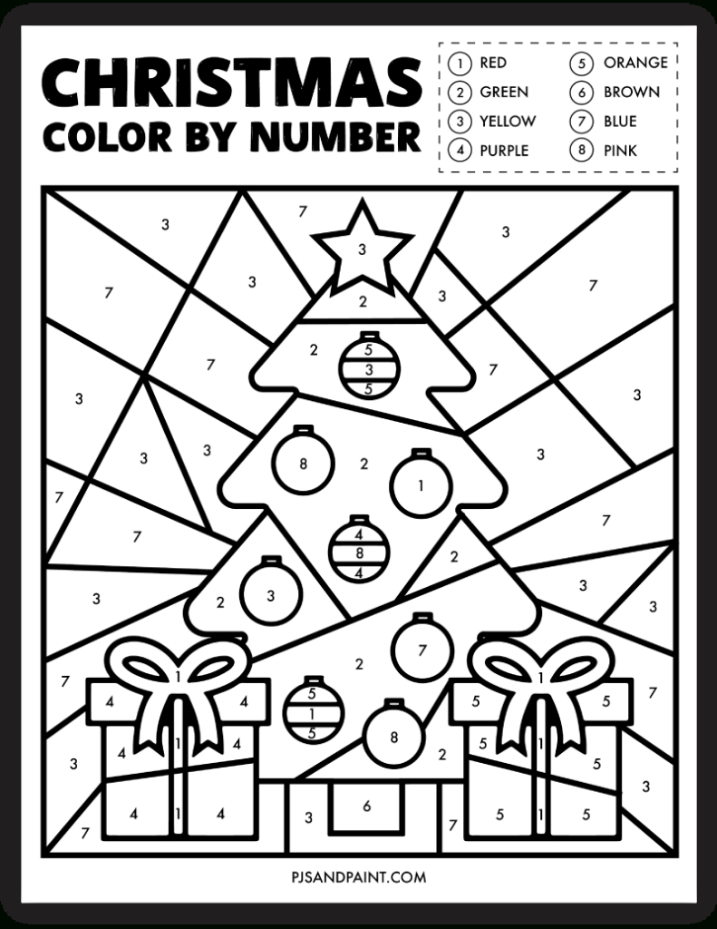 Free Printable Christmas Colornumber Worksheet - Pjs And Paint inside Christmas Number Worksheets